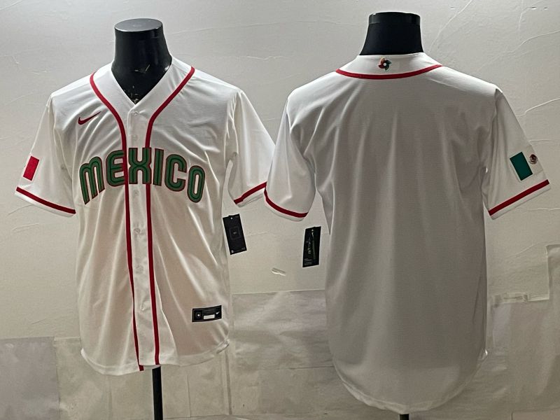 Men 2026 World Cub Mexico Blank White Game Nike MLB Jersey style 001->->MLB Jersey